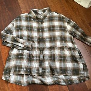 American Eagle Plaid Button Down Long Sleeve Women’s Shirt XS RUNS BIG